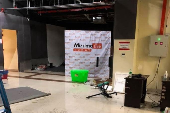 Mizzima’s newsroom is pictured following a raid by security forces.