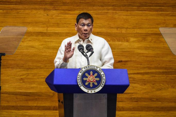 Philippine President Rodrigo Duterte speaks during the annual state of the nation address at the House of Representatives in Manila on July 26, 2021. Photo: AFP