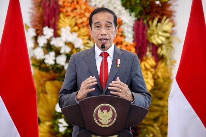 Indonesian President Joko Widodo makes a statement on Friday at the presidential palace in Bogor, where he invited the leaders of both Russia and Ukraine to the G20 summit on Bali later this year. Photo: AFP