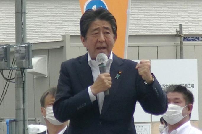 This image taken from video provided by witness Toshiharu Otani and released via Jiji Press shows former Japanese prime minister Shinzo Abe delivering an election campaign speech at Kintetsu Yamato-Saidaiji station square in Nara before he was shot. Photo: AFP