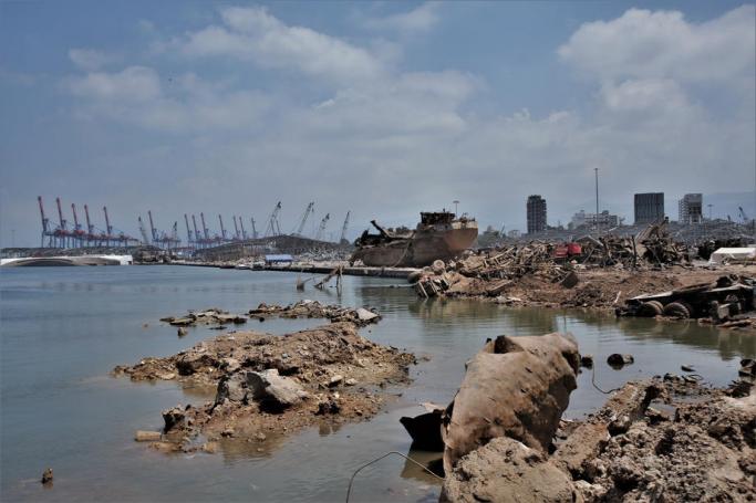 A view showing the aftermath of the explosion in Beirut Port, Lebanon August 15, 2020. Photo: EPA