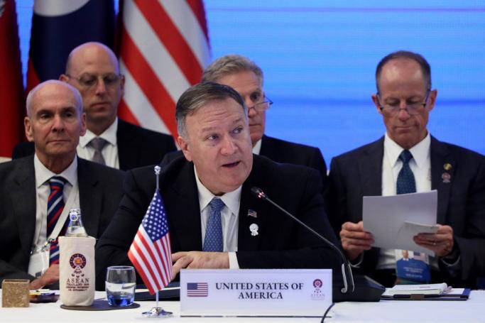 US Secretary of State Mike Pompeo (C) attends the Lower Mekong Initiative Ministerial Meeting on the sidelines of the 52nd Association of Southeast Asian Nations (ASEAN) Foreign Ministers' Meeting in Bangkok on August 1, 2019. Photo: AFP