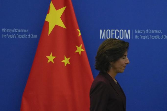 US Commerce Secretary Gina Raimondo arrives for a meeting with her Chinese counterpart Wang Wentao, at the Ministry of Commerce in Beijing, China, 28 August 2023. Photo: EPA