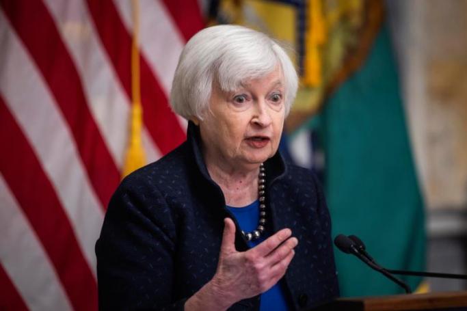 File Photo: US Treasury Secretary Janet Yellen speaks at a news conference on the 2023 IMF-World Bank Spring Meetings at the Treasury Department in Washington, DC, US, 11 April 2023./ Photo: EPA