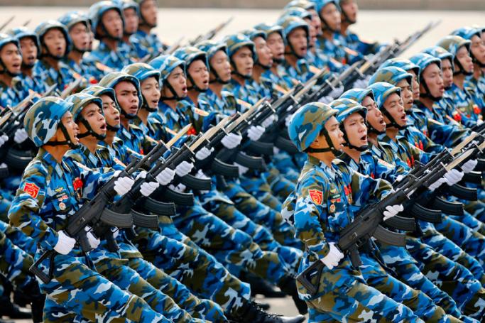 Vietnamese soldiers of an army defense unit march during a parade marking 70th anniversary of National Day in Hanoi, Vietnam 2 September 2015. Photo: Minh Hoang/EPA
