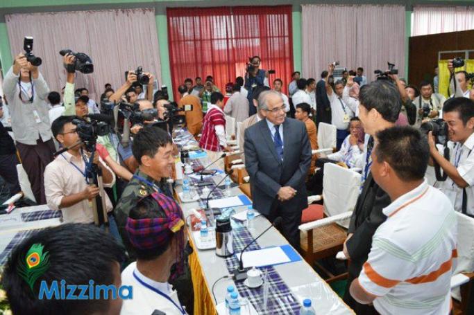Mr Vijay Nambiar, the UN Secretary-General’s Special Adviser on Myanmar, observes peace talks between the Myanmar government’s peace delegation and the Kachin Independence Organization in the Kachin State capital Myitkyina on May 28, 2013. Photo: Mizzima
