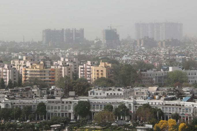 An aerial view shows the city engulfed in New Delhi, India. Photo: EPA