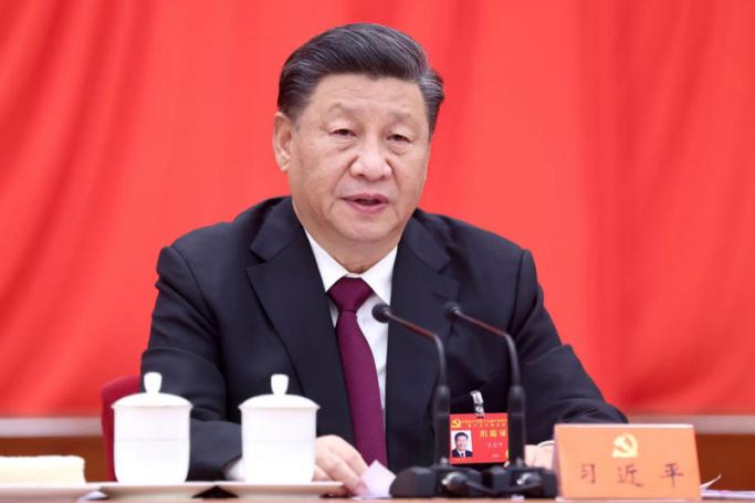 A picture released by Xinhua News Agency shows Xi Jinping, General Secretary of the Communist Party of China (CPC) Central Committee, making a speech at the sixth plenary session of the 19th CPC Central Committee in Beijing, China. Photo: EPA