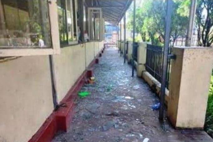 A handout photo made available by the Myanmar Military Information Team shows the scene of an explosion at the Insein Prison in Yangon, Myanmar, 19 October 2022. Photo: EPA