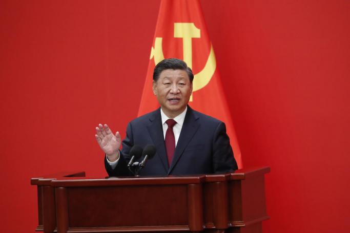 Chinese President Xi Jinping speaks at a press conference introducing the new members of the Standing Committee of the Political Bureau of the 20th Chinese Communist Party (CPC) Central Committee at the Great Hall of People in Beijing, China, 23 October 2022. Photo: EPA