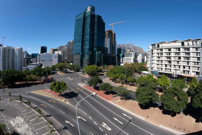 (File) A general view of the usually busy Foreshore and Buitengracht street interchange during the third day of a twenty one day total national lockdown in Cape Town, South Africa, 29 March 2020. Photo: EPA