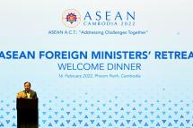 Cambodia's Foreign Minister Prak Sokhonn, speaks during a welcome dinner for ASEAN Foreign Ministers in Phnom Penh on February 16, 2022. Photo: AFP   