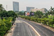 (File) A general views shows empty streets in Yangon on April 14, 2021, as a sweeping crackdown continues by security forces on demonstrations against the military coup. Photo: AFP