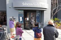 A customer leaves the headquarters of Silicon Valley Bank (SVB) in Santa Clara, California, USA, 13 March 2023. Photo: EPA