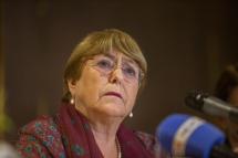 United Nations High Commissioner for Human Rights Michelle Bachelet addresses the media in Dhaka, Bangladesh, 17 August 2022. Photo: EPA