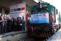 The first Chinese cargo train, to be used following Iran-China joint efforts to revive the Silk Road, arrives in Tehran, Iran, 15 February 2016. Photo: EPA

