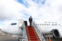 Minister of Foreign Affairs of the People's Republic of China Wang Yi exits his airplane at Ulaanbaatar airport, Mongolia, 15 September 2020. Photo: EPA