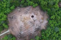 An aerial view shows a damaged temple in Bagan, southwest of Mandalay, Myanmar on 27 August 2016. Photo: Maung Hlaing Myo/Mizzima
