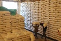 Relief food commodities stockpiled at WFP warehouses in Rakhine State. Photo: WFP