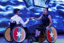 People with disabilities perform during the 3rd Myanmar Festival of Disabled Artists at the Myanmar Convenction Center (MCC) in Yangon, Myanmar, 8 December 2016. Photo: Nyein Chan Naing/EPA
