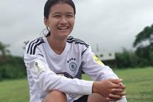 Female football player Thaint Myat Noe from Hpa-an University Thaint Myat Noe. Photo: Facebook