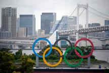 A giant Olympic rings monument is seen at Odaiba Marine Park in Tokyo, Japan, 03 June 2021. Photo: EPA