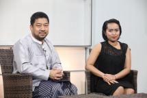 360 Innovative Vice President for Business Development Ying Amekong (right) and 360Pintale' Managing Director Kyaw Zay Ya (left) at Mizzima Studio, Yangon. Photo: Thura/Mizzima
