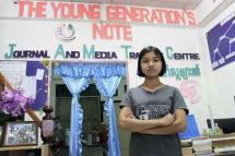 Ma Thu Ta Sen at the Young Generations’ Note office in Mae Sot. 
