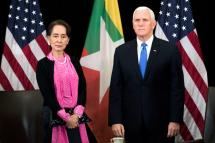 United States Vice President Mike Pence (R) meets Myanmar's State Counsellor Aung San Suu Kyi (L) during their bilateral meeting on the sidelines of the 33rd Association of Southeast Asian Nations (ASEAN) Summit and Related meetings in Singapore, 14 November 2018. Photo: EPA