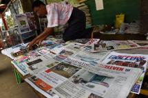 A news stand in Yangon. Photo: AFP
