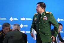 Commander-in-Chief of the Myanmar Armed Forces Min Aung Hlaing attends the MCIS Moscow Conference on International Security in Moscow, Russia, 24 April 2019. Photo: Yuri Kochetkov/EPA