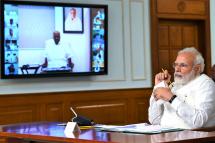 The Prime Minister, Shri Narendra Modi interacting with the leaders of political parties in Parliament on COVID-19 via video conference, in New Delhi on April 08, 2020. Photo: pmindia.gov.in