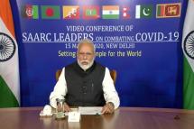 Prime Minister Narendra Modi speaking at the video conference of the SAARC leaders on Sunday. Photo: ANI