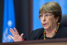 Michelle Bachelet, UN High Commissioner for Human Rights, speaks about the Reflections on 2020 and looking ahead to 2021, during a press conference at the European headquarters of the United Nations in Geneva, Switzerland, 09 December 2020. Photo: EPA