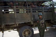 Myanmar soldiers in Maungdaw, Rakhine State. Photo: AFP
