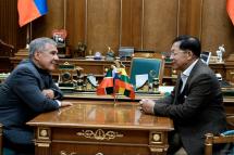 State Administration Council Chairman Prime Minister Senior General Min Aung Hlaing and President Mr Rustam Nurgaliyevich Minnikhanov of the Republic of Tatarstan hold the special meeting at the latter’s office on 13 July 2022. Photo: MNA
