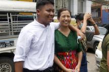 Student activist Pho Thar (L) greets his mother upon his release from Insein prison in Yangon, Myanmar, 03 May 2023. Photo: EPA