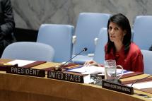 United States Ambassador to the United Nations and current Security Council President Nikki Haley. Photo: Jason Szenes/EPA
