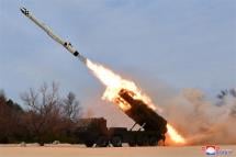 A photo released by the official North Korean Central News Agency (KCNA) shows a cruise missile being launched during an exercise conducted in Jakdo-dong, South Hamgyong Province, North Korea, 22 March 2023. Photo: EPA