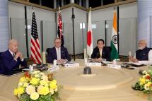 (L-R) US President Joe Biden, Australian Prime Minister Anthony Albanese, Japan’s Prime Minister Fumio Kishida and Indian Prime Minister Narendra Modi attend a Quad meeting on the sideline of the G7 Hiroshima Summit in Hiroshima, Japan, 20 May 2023. Photo: EPA