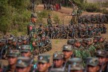This photo taken on January 11, 2022 shows soldiers from the Taaung National Liberation Army (TNLA), a Palaung ethnic armed group, gathering a day before they mark the 59th anniversary of the Taaung National Resistance Day in Tangyan township in Myanmar's northern Shan state. Photo: AFP