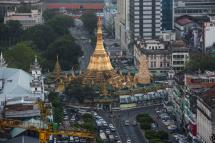 Construction work near Sule pagoda. Photo: Hong Sar/Mizzima
