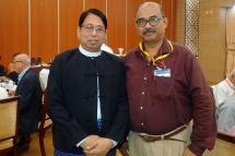 Information Minister Pe Myint with Mizzima correspondent Subir Bhaumik. Photo: Mizzima
