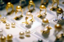 Golden Pearl Rings are displayed during the opening of the Myanmar Gems and Jewelry Show 2017 in Naypyitaw, Myanmar, 12 December 2017. Photo: Hein Htet/EPA-EFE
