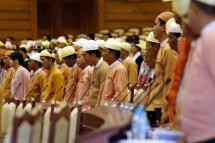 (File) Members of Parliament attend the second regular session of the the Pyithu Hluttaw (lower house parliament) in Naypyitaw, Myanmar, 07 March 2017. Photo: Hein Htet/EPA
