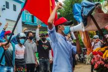 This handout photo taken and released by Dawei Watch on June 15, 2021 shows protesters taking part in a demonstration against the military coup in Dawei. Photo: AFP
