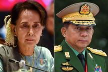 Myanmar State Counsellor Aung San Suu Kyi (L) and Myanmar military chief Senior General Min Aung Hlaing (R). Photo: AFP