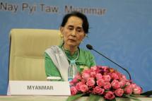 Myanmar State Counsellor and Foreign Minister Aung San Suu Kyi talks to the media during a press conference at the 13th Asia Europe Foreign Ministers Meeting (ASEM) in Nay Pyi Taw on 21 November 2017. Photo: Thura/Mizzima
