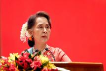 Myanmar State Counselor Aung San Suu Kyi speaks during the opening ceremony of Invest Myanmar Summit 2019 at the Myanmar International Convention Centre (MICC) in Naypyitaw, Myanmar, 28 January 2019. Photo: Hein Htet/EPA