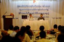 Mizzima Editor In-Chief and Managing Director U Soe Myint speaks during a meeting to discuss effective media coverage of elections, held at the Summit Parkview Hotel on April 2, 2015. Photo: Thet Ko/Mizzima
